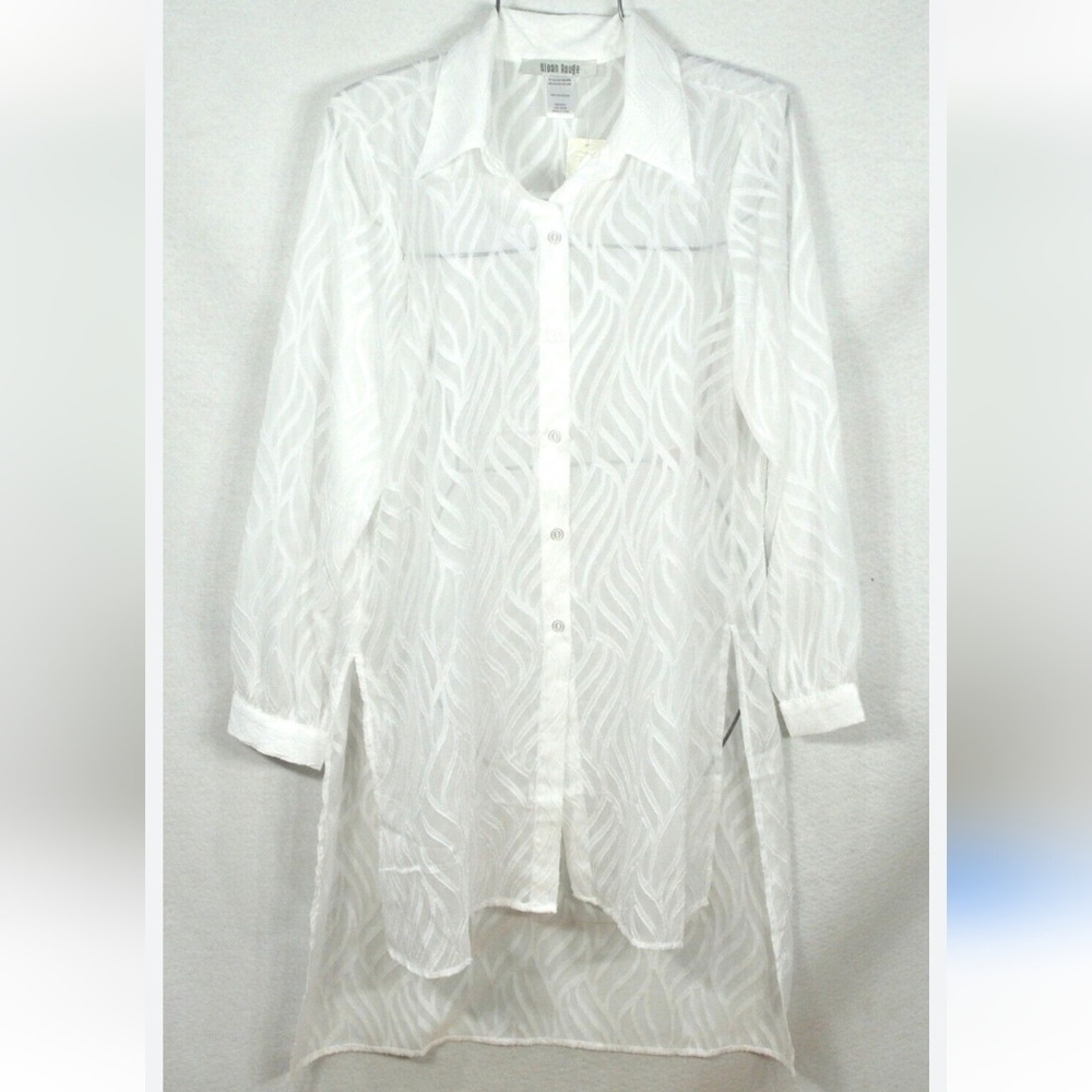 Sloan Rouge White Textured Button Down Long Sleeve